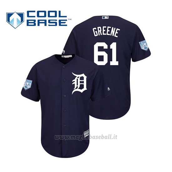 Maglia Baseball Uomo Detroit Tigers Shane Greene Cool Base Entrenamiento De Primavera 2019 Blu